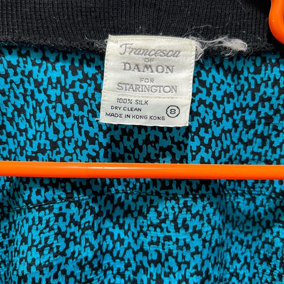 Funky blue and black houndstooth silk “sweater” 💙 - Picture 7 of 7